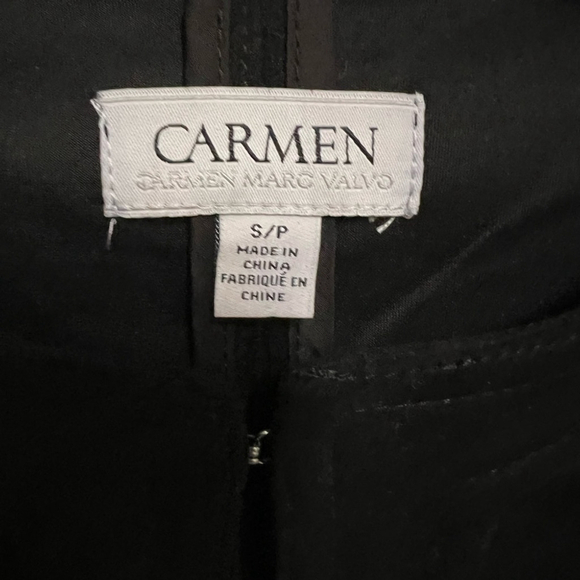 Carmen Marc Valvo Black Faux Suede Jacket Blazer Women’s Size Small EUC - Picture 7 of 8